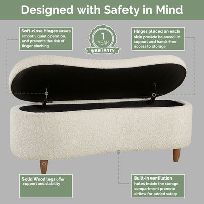 Banc d'appoint de rangement incurvé de style boucle INK IVY Bailey