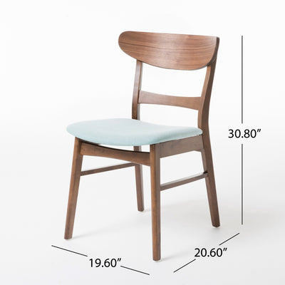 Chaise de salle à manger Abrielle en bois d'hévéa rembourrée de style milieu de siècle (lot de 2) par Christopher Knight Home