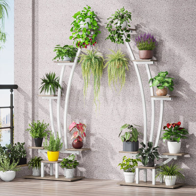 Support pour plantes d'intérieur, étagère à fleurs à 6 niveaux pour jardin - Lot de 2