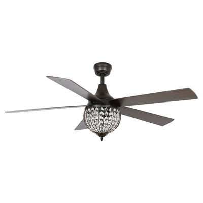 Ventilateur de plafond industriel en bois noir à 5 pales en cristal avec télécommande