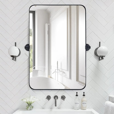 Miroir mural rectangulaire pivotant et inclinable en métal TEHOME Jonathan