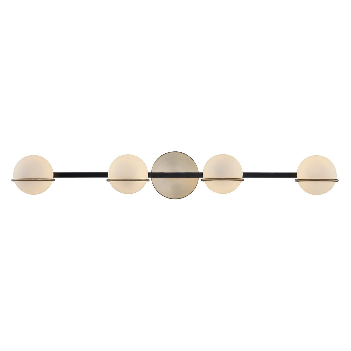 Barre de salle de bain Justice Design Group EVOLV Fusion Centric à 4 lumières avec abat-jour en verre opale