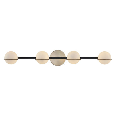 Barre de salle de bain Justice Design Group EVOLV Fusion Centric à 4 lumières avec abat-jour en verre opale