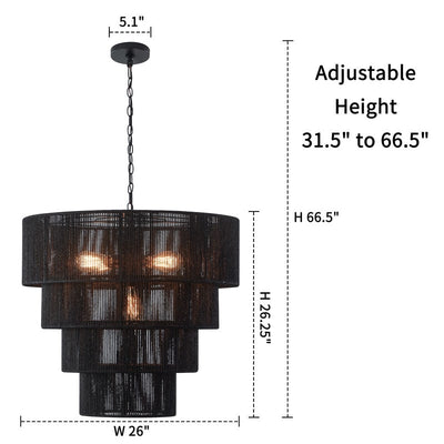 Suspension bohème KAWOTI largeur 26, 5 lumières, 4 niveaux