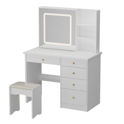 Coiffeuse Kerrogee avec miroir éclairé réglable et tabouret - 39,4 L x 19,7 l x 53,5 H
