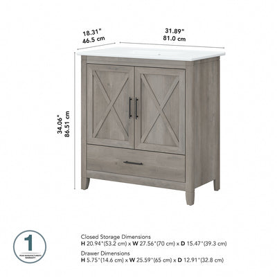 Meuble-lavabo Key West 32 W avec lavabo par Bush Furniture