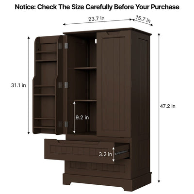 Armoire de rangement pour cuisine, garde-manger, armoire de rangement de salle de bain indépendante avec 2 portes et tiroirs