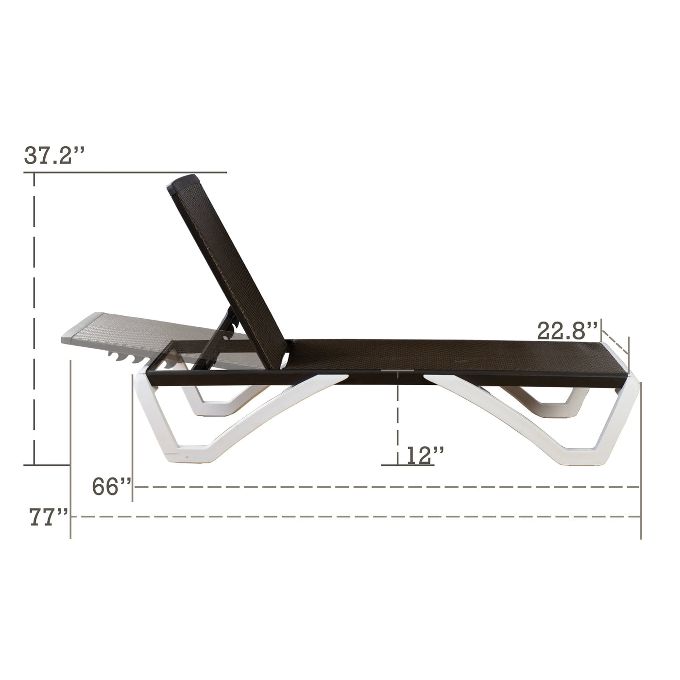 Chaise longue inclinable et réglable Kozyard Alan, pieds entièrement plats en aluminium et résine polypropylène