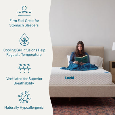 Matelas Lucid en mousse à mémoire de forme de luxe de 10 pouces