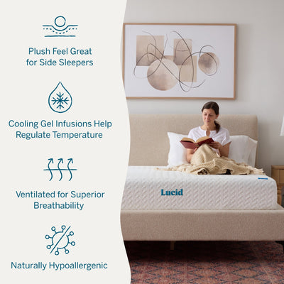 Matelas Lucid en mousse à mémoire de forme de luxe de 10 pouces