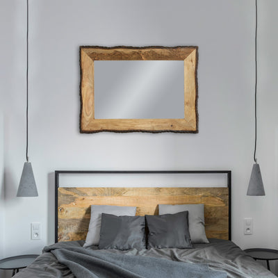 Miroir mural rectangulaire en bois et verre brun et beige Lamont River of Goods - 39 x 1,25 x 28