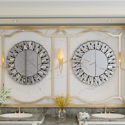 Grands miroirs décoratifs ronds, miroirs muraux en verre artistique, miroirs d'appoint - 32 po L x 32 po H