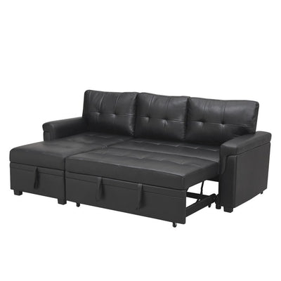 Canapé sectionnel convertible réversible avec lit gigogne, méridienne avec rangement dissimulé et pieds robustes