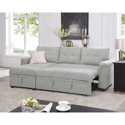 Canapé sectionnel convertible réversible avec lit gigogne, méridienne avec rangement dissimulé et pieds robustes