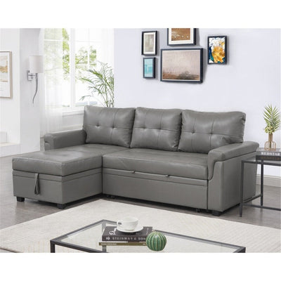 Canapé sectionnel convertible réversible avec lit gigogne, méridienne avec rangement dissimulé et pieds robustes
