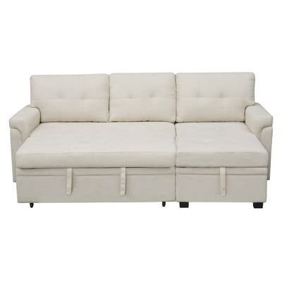 Canapé sectionnel convertible réversible avec lit gigogne, méridienne avec rangement dissimulé et pieds robustes