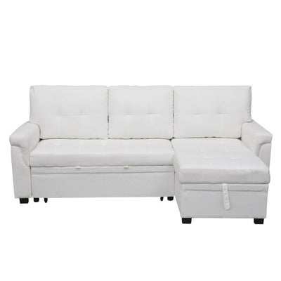 Canapé sectionnel convertible réversible avec lit gigogne, méridienne avec rangement dissimulé et pieds robustes