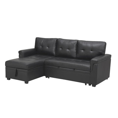 Canapé sectionnel convertible réversible avec lit gigogne, méridienne avec rangement dissimulé et pieds robustes