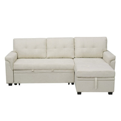 Canapé sectionnel convertible réversible avec lit gigogne, méridienne avec rangement dissimulé et pieds robustes