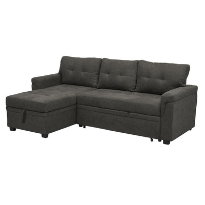 Canapé sectionnel convertible réversible avec lit gigogne, méridienne avec rangement dissimulé et pieds robustes