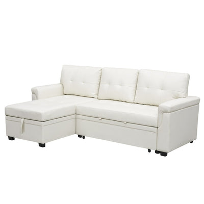 Canapé sectionnel convertible réversible avec lit gigogne, méridienne avec rangement dissimulé et pieds robustes