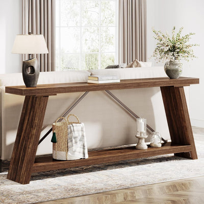 Console de canapé en bois rustique de 70,9 pouces de long avec étagère de rangement