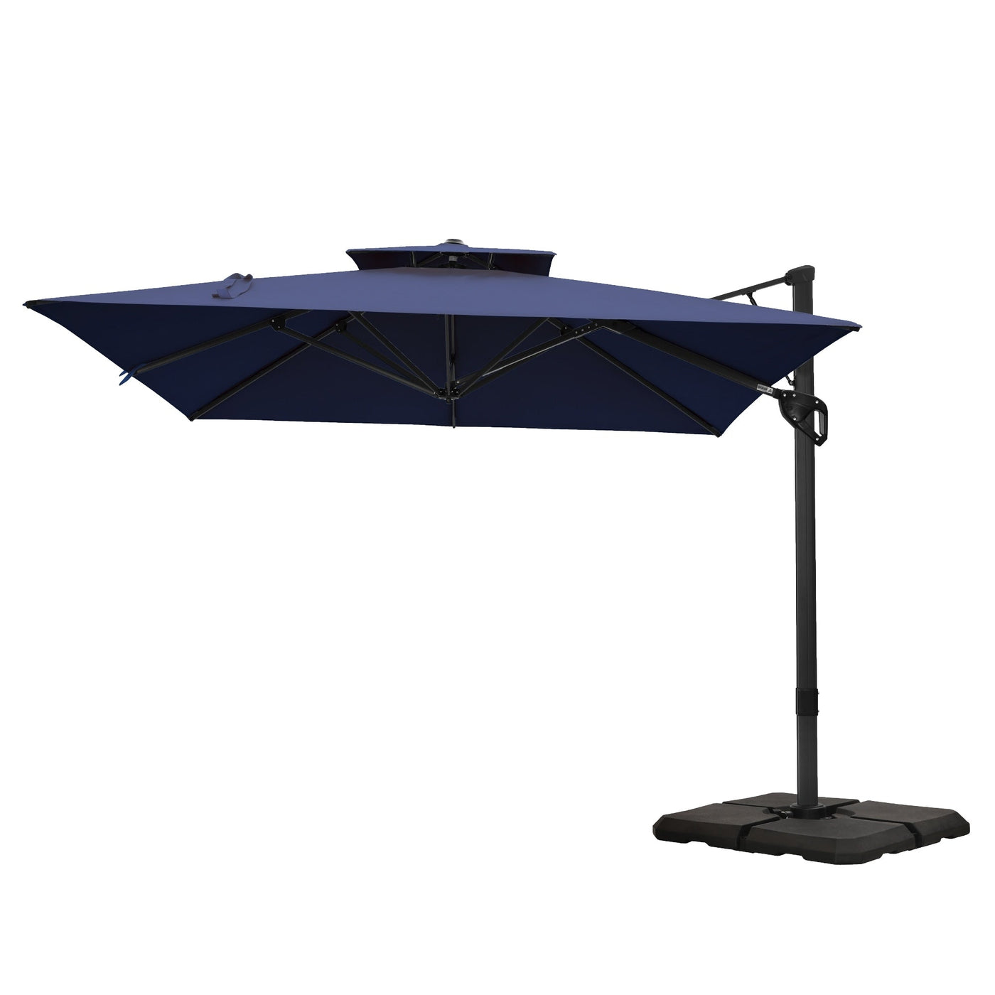 MAISON ARTS Parasol déporté hydraulique automatique de 12 pieds avec mât en aluminium et rotation à 360 degrés