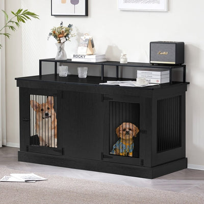 Meuble TV pour cage à chien Mcombo, grand format, niche en bois avec doubles portes, modèle 1861