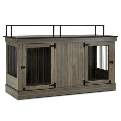 Meuble TV pour cage à chien Mcombo, grand format, niche en bois avec doubles portes, modèle 1861