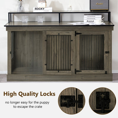 Meuble TV pour cage à chien Mcombo, grand format, niche en bois avec doubles portes, modèle 1861