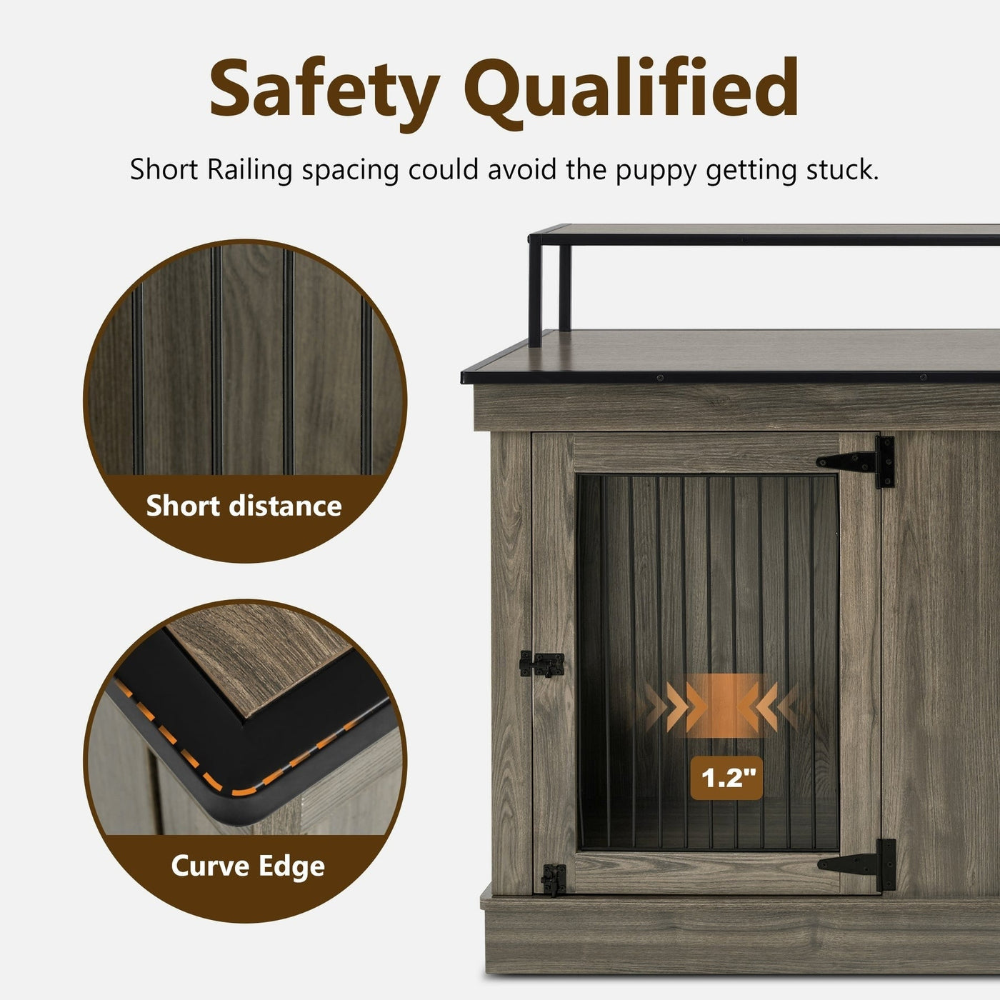 Meuble TV pour cage à chien Mcombo, grand format, niche en bois avec doubles portes, modèle 1861