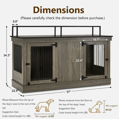 Meuble TV pour cage à chien Mcombo, grand format, niche en bois avec doubles portes, modèle 1861
