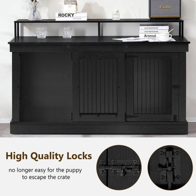 Meuble TV pour cage à chien Mcombo, grand format, niche en bois avec doubles portes, modèle 1861