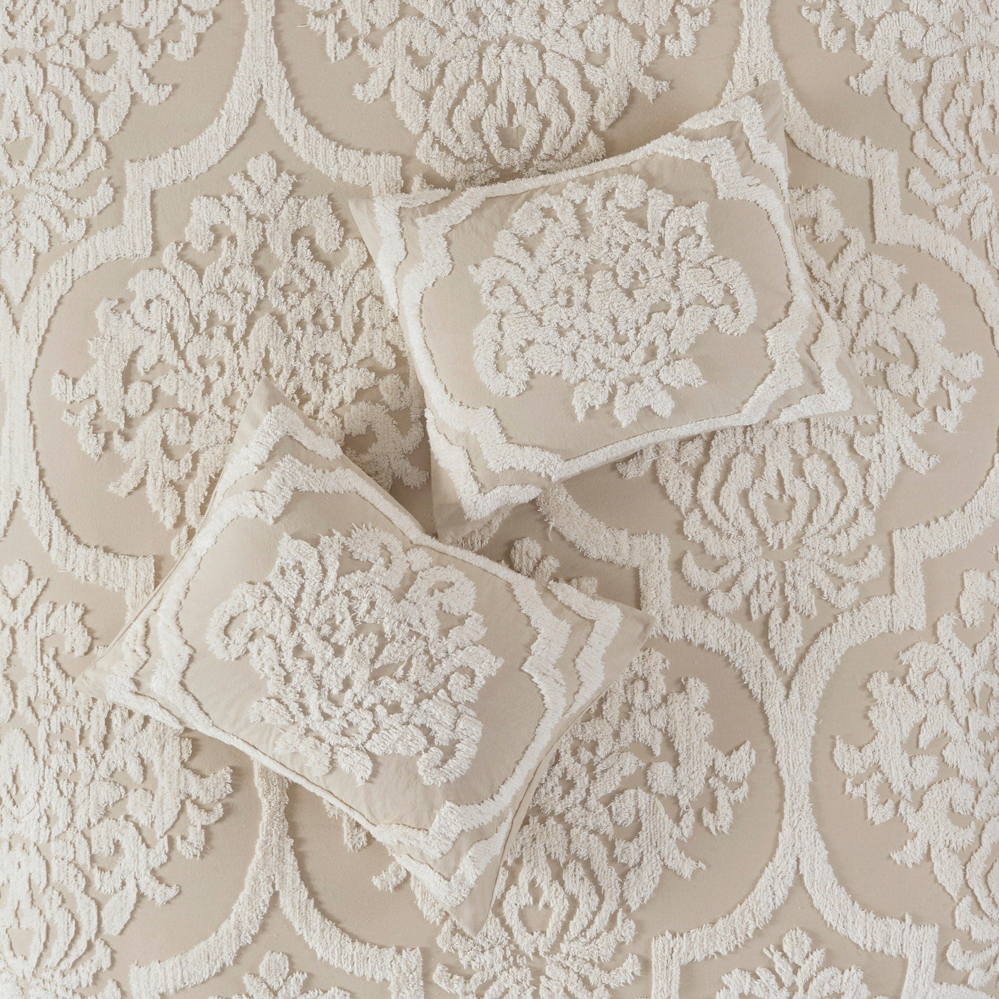 Parure de couette Madison Park Aeriela en coton chenille touffeté damassé