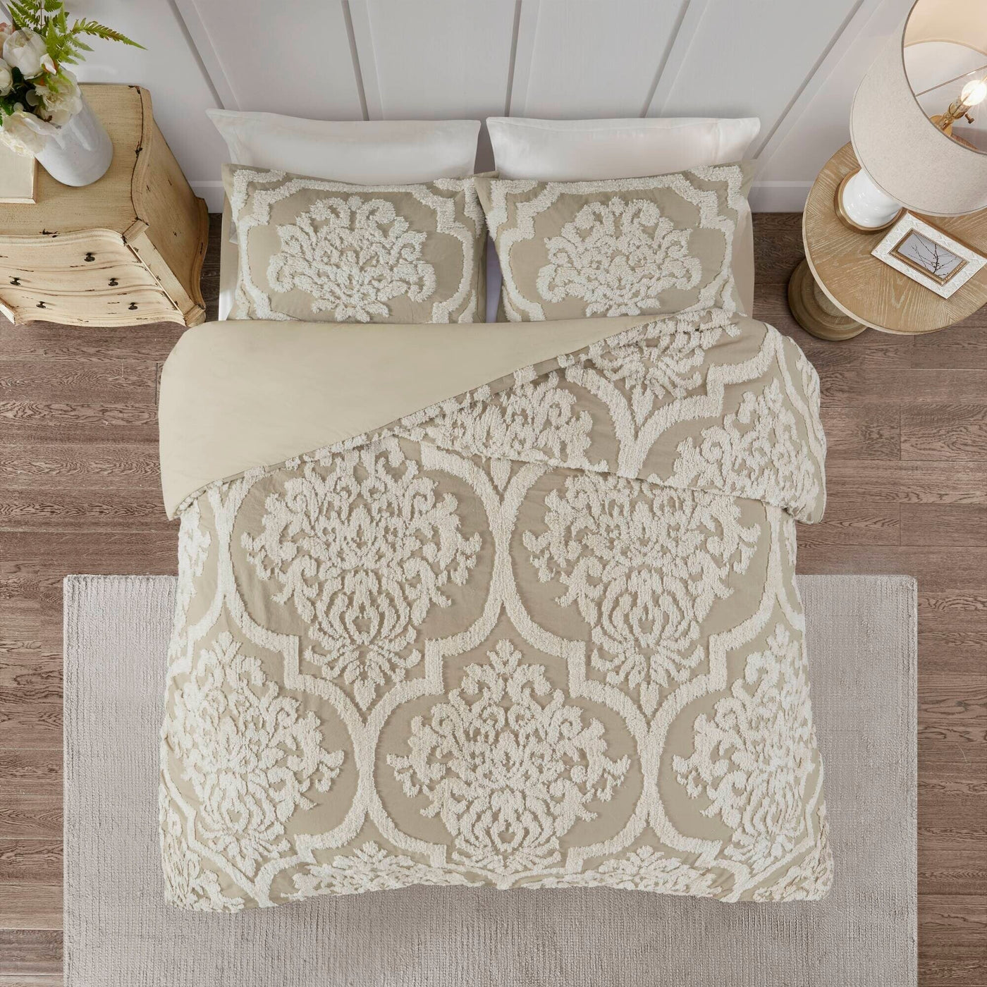 Parure de couette Madison Park Aeriela en coton chenille touffeté damassé