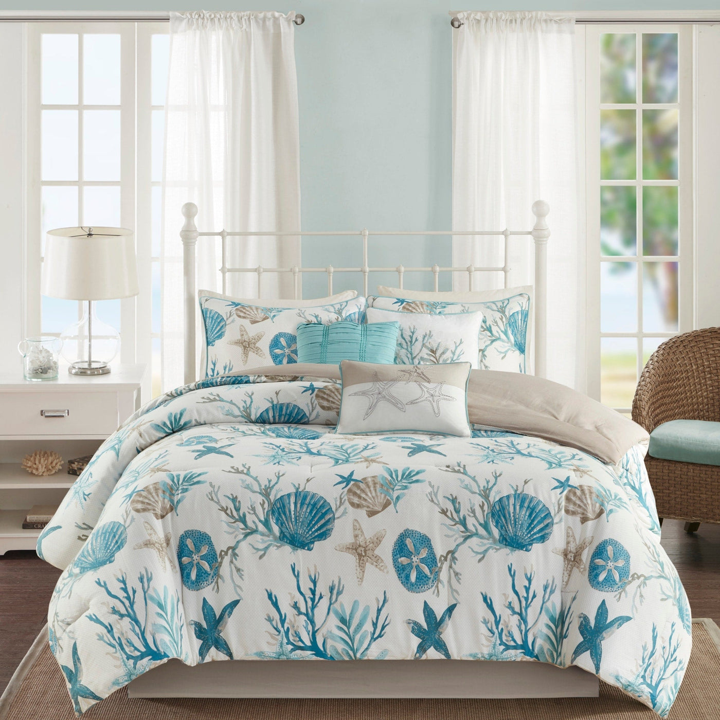Ensemble de couette en satin de coton Madison Park Pacific Grove 7 pièces