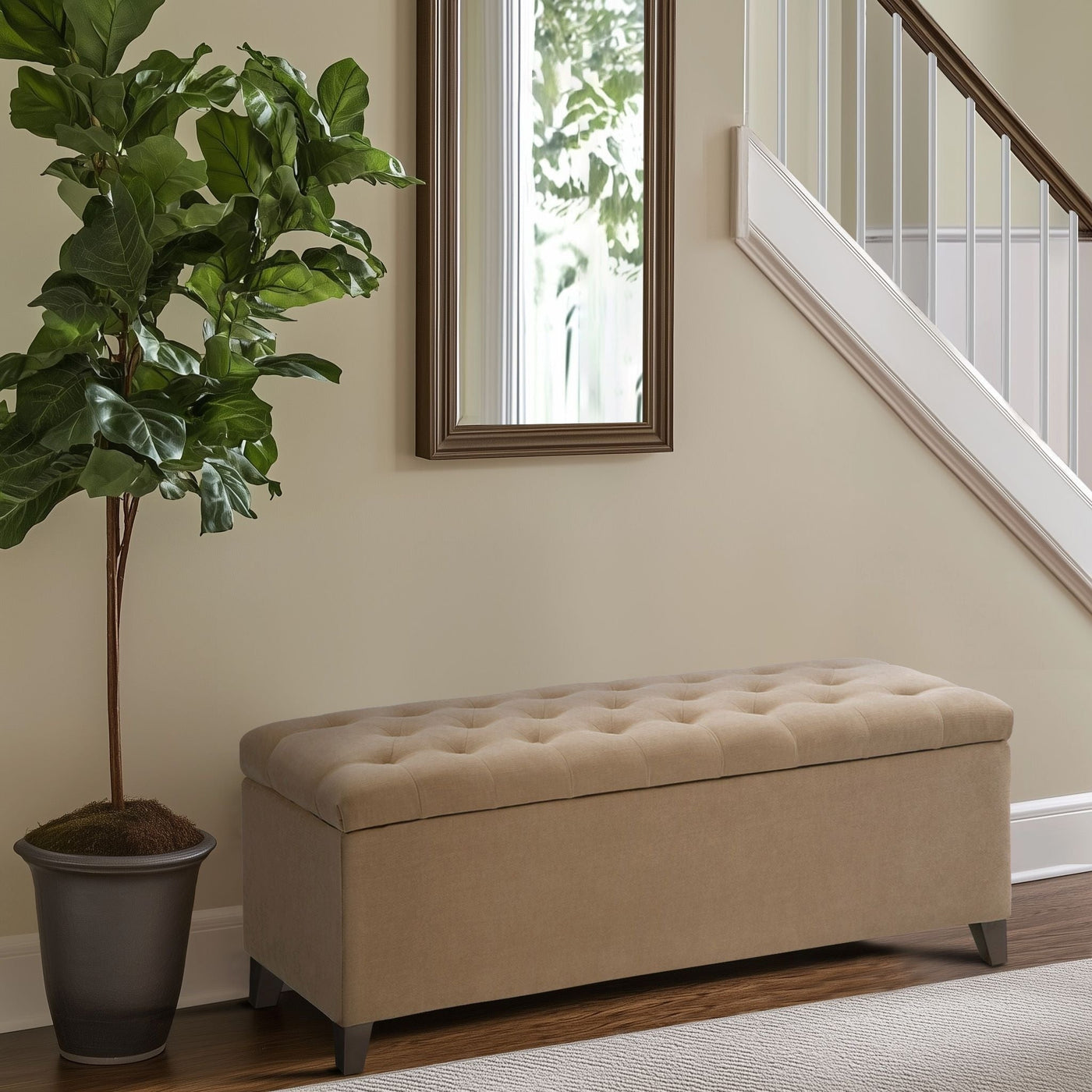 Banc de rangement rembourré à plateau capitonné Sasha de Madison Park
