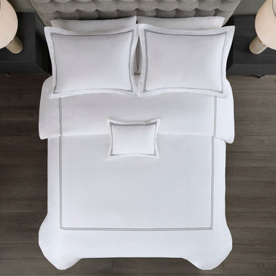 Parure de lit Madison Park Signature 500 fils au pouce carré, 100 % satin de coton brodé, collection de luxe