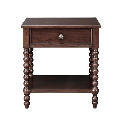 Table de chevet Madison Park Signature Beckett en bois tourné avec tiroir et étagère