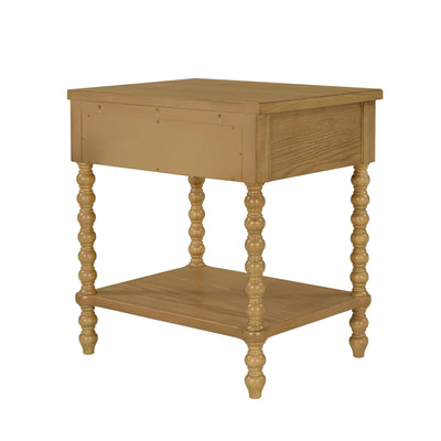 Table de chevet Madison Park Signature Beckett en bois tourné avec tiroir et étagère