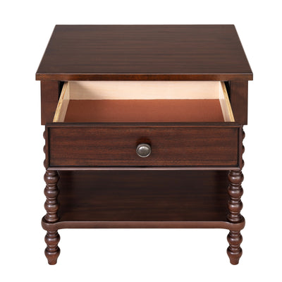 Table de chevet Madison Park Signature Beckett en bois tourné avec tiroir et étagère