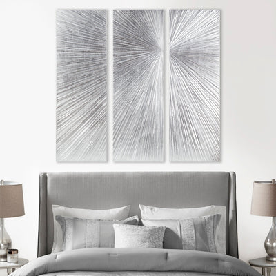 Ensemble de 3 triptyques muraux en résine dimensionnelle peints à la main Madison Park Signature Sunburst