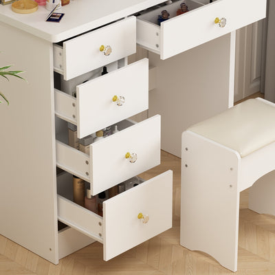 Ensemble coiffeuse avec miroir tactile et tabouret