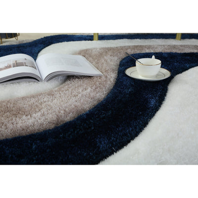 Tapis à poils longs Mateos au design abstrait