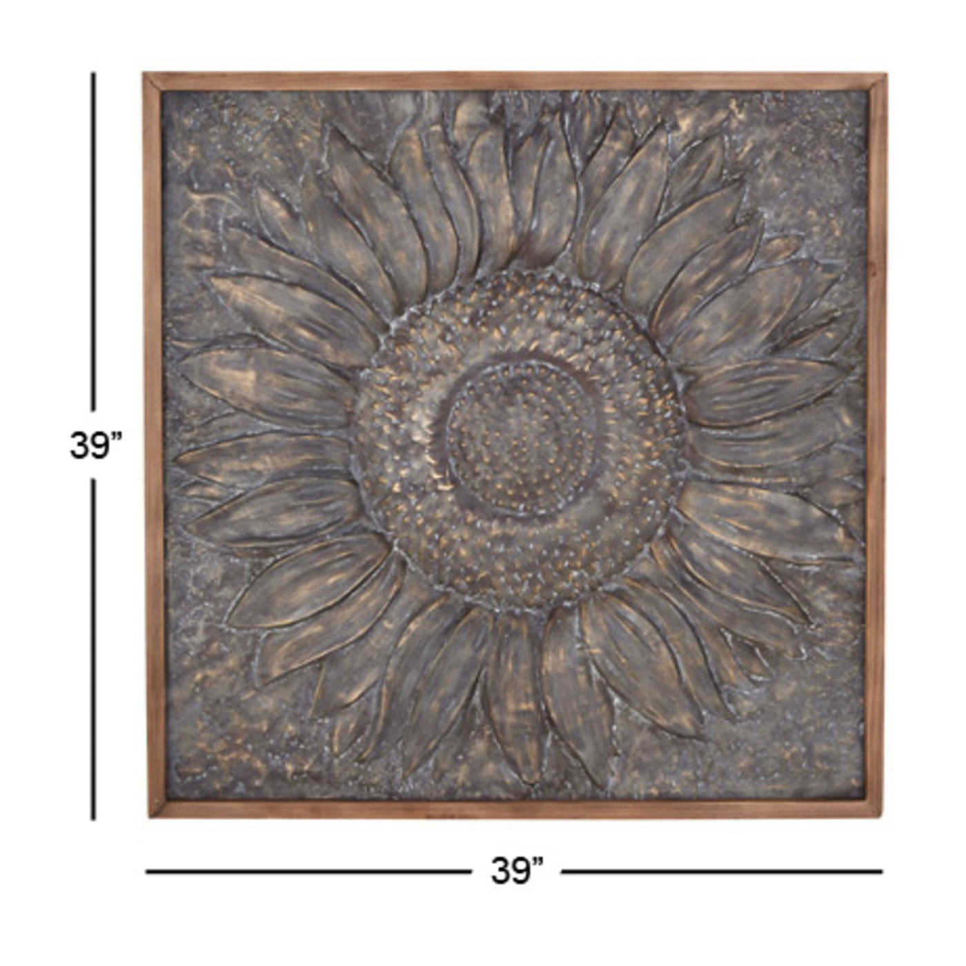 Décoration murale en métal motif tournesol floral avec détails en relief - Gris - Roche River Decor