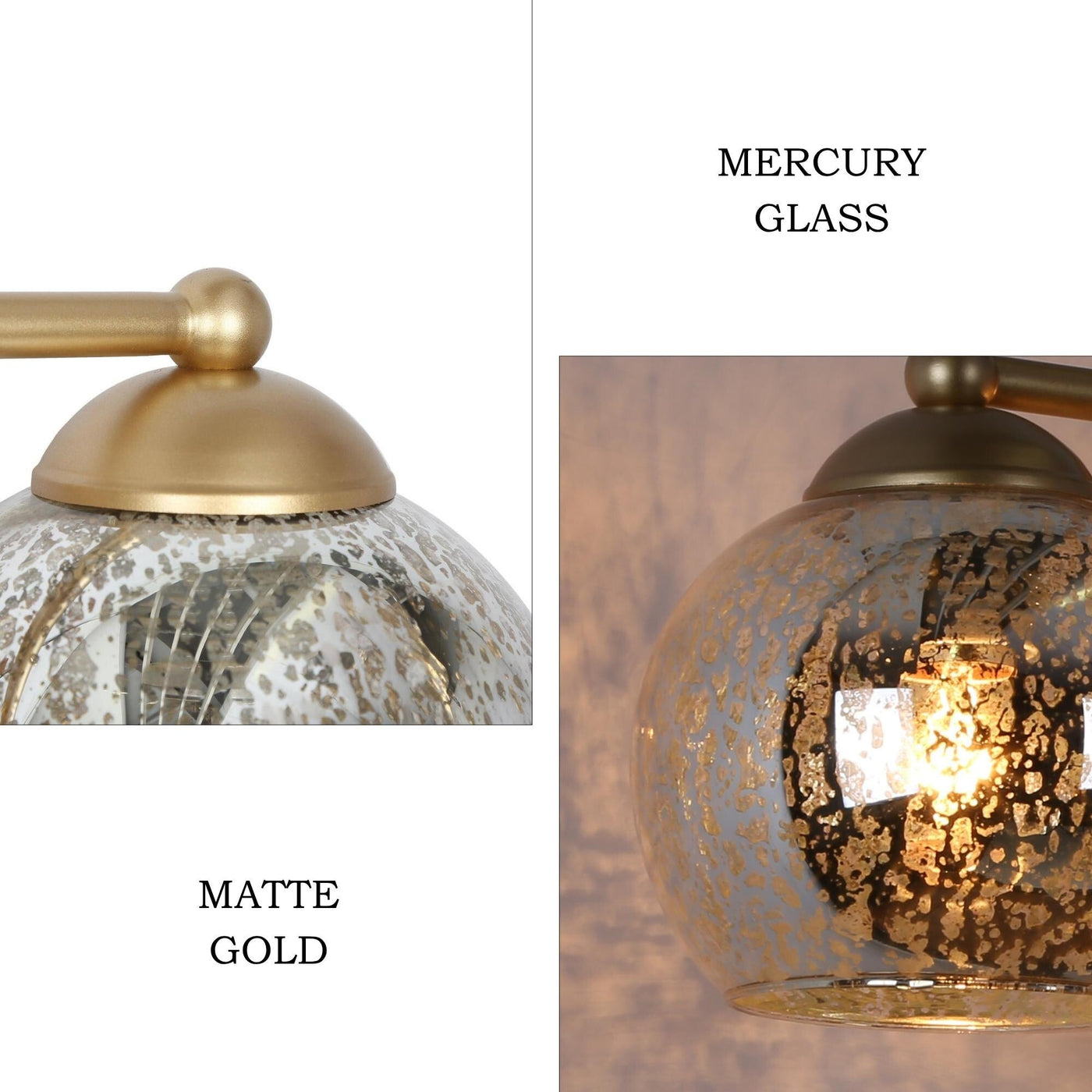 Applique murale à 3 lumières pour salle de bain, style glamour et moderne du milieu du siècle, avec verre au mercure - 21 L x 7 l x 8 H
