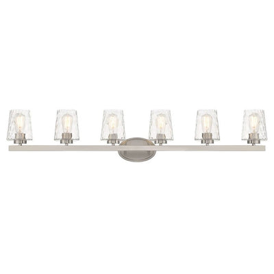 Applique de salle de bain moderne à 6 LED à intensité variable de style milieu du siècle avec verre artistique - 51 pouces