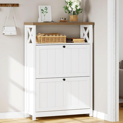 Meuble de rangement à chaussures Moasis avec 2 compartiments pour entrée et couloir