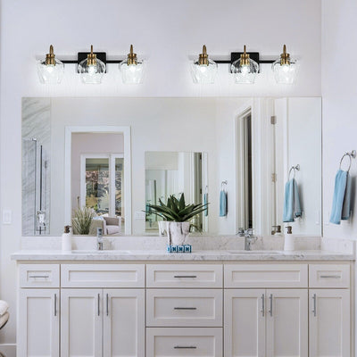 Appliques murales modernes à 3/4 lumières pour salle de bain, à intensité variable, avec abat-jour en verre