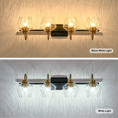 Appliques murales modernes à 3/4 lumières pour salle de bain, à intensité variable, avec abat-jour en verre